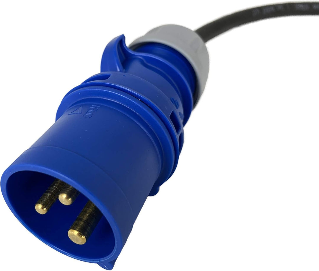 NWP Adapter CEE Stecker 230V 16A auf Schuko Kupplung - 3x2,5mm² Gummischlauchleitung - IP44 - Für Ca