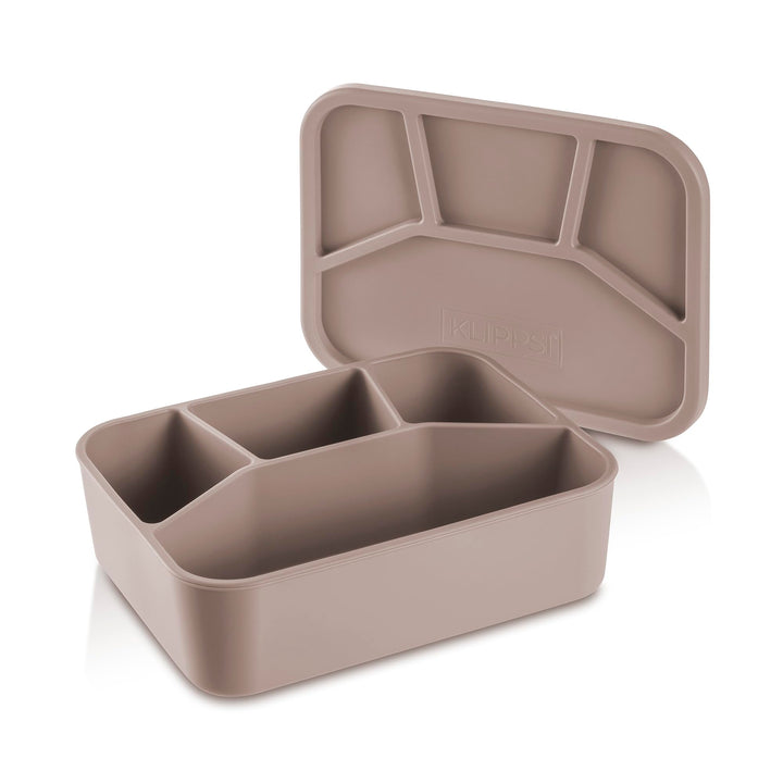Lunchbox Large-4 Fächer Brotdose Vorratsdosen aus Platin Silikon reissfest, hitze-kältebeständig, au
