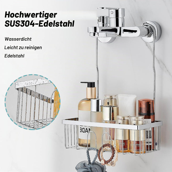 Duschablage Ohne Bohren, Duschablage Zum Hängen Shampoo Halterung für Dusche SS304 Edelstahl, Duschk
