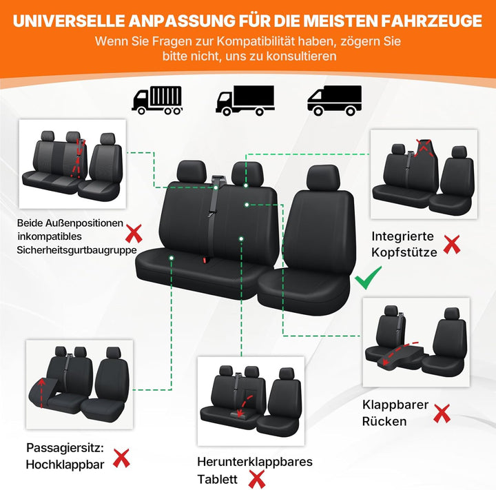 TOYOUN Van Sitzbezüge 3D Streifen Druck Universal passend für die meisten Lieferwagen, LKWs, Einzel-