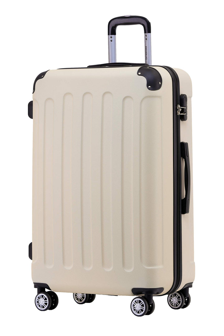 BEIBYE Zwillingsrollen Hardcase Reisekoffer Koffer Trolleys Hartschale in XL-L-M in 14 Farben (Creme