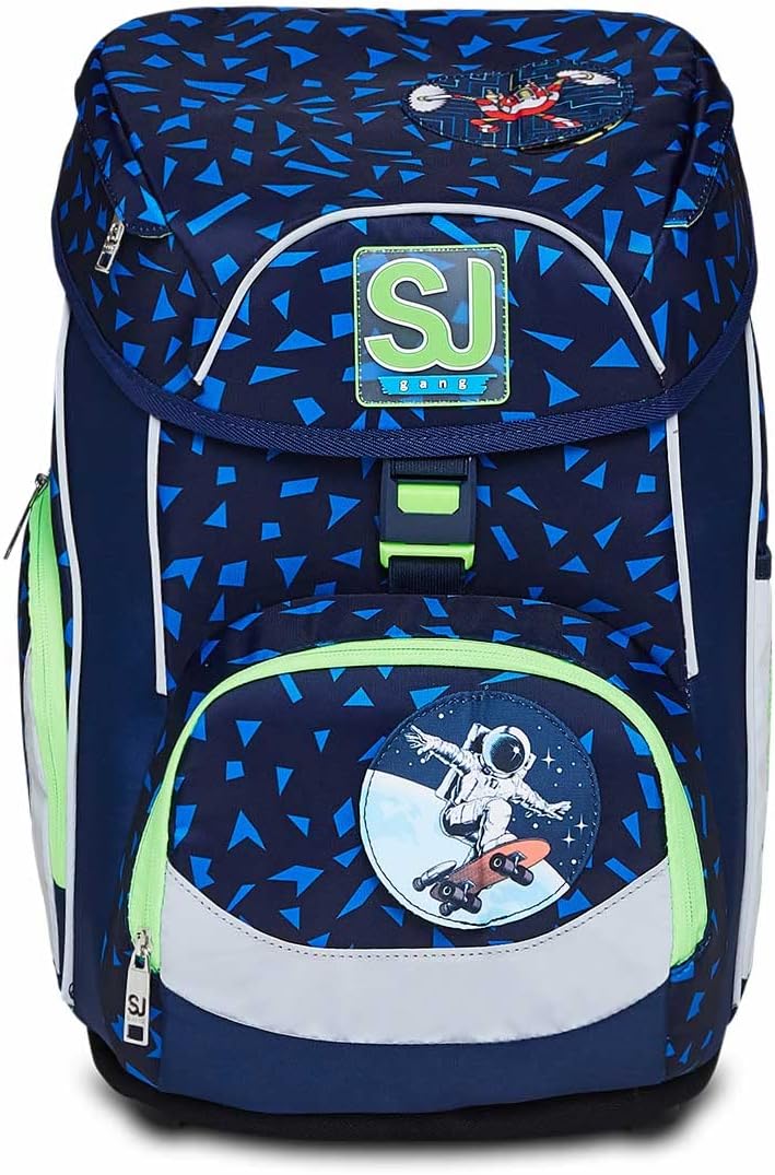 SJ Set 4-teilig Ergonomischer Schulranzen + Gefülltes Mäppchen mit Stiften, Gummi, usw. + Mäppchen m