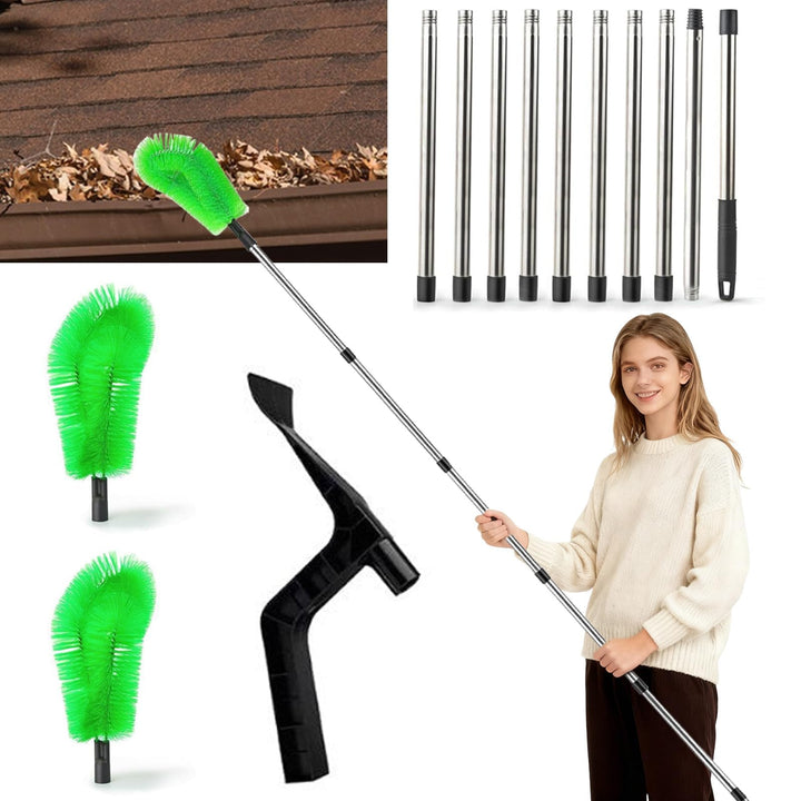 390cm Dachrinnenreiniger, Dachrinnenbürste und Reinigungslöffel Schaufel 2 in 1, Regenrinnen Reinige