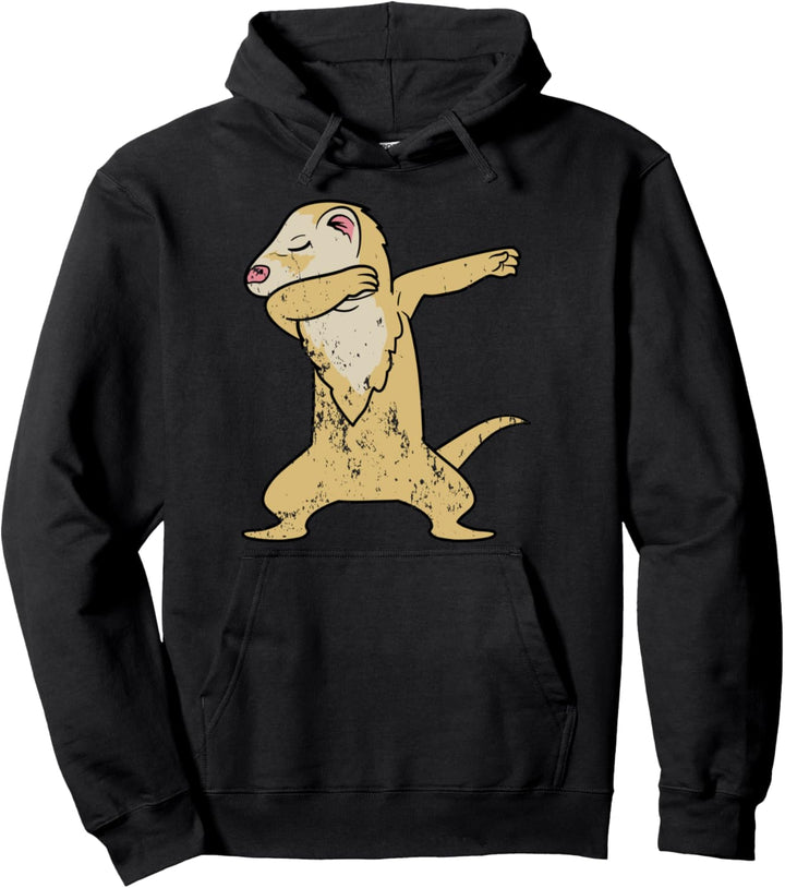 Retro Vintage Grunge Style Dabbing Dab Frettchen Tiere Fun Pullover Hoodie