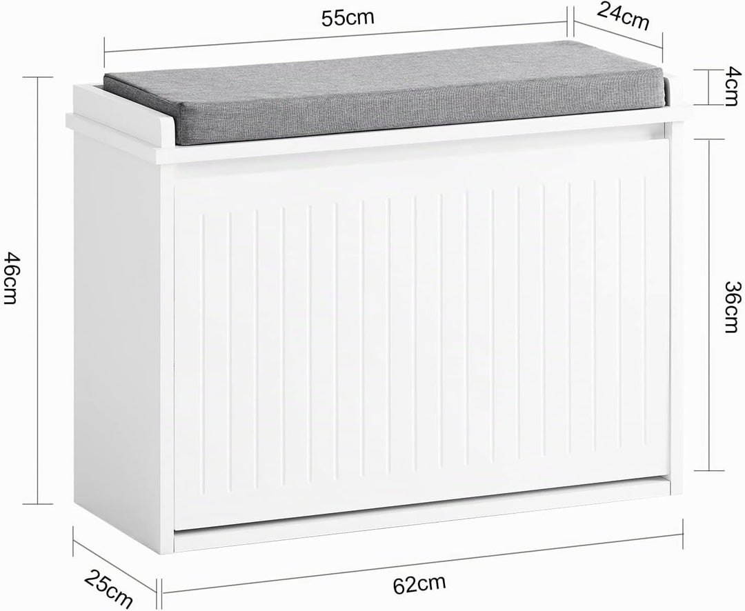 SoBuy Schuhschrank Schuhbank mit Sitzfläche, Schuhregal mit Stauraum, Klappe, Sitzkissen, bis 150 kg