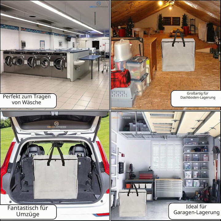 DECO EXPRESS Wäschesack Gross Mit Reissverschluss XXL, 4er Pack Aufbewahrungstasche Für Kleidung, Be