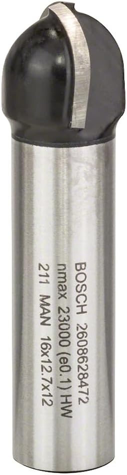 Bosch Professional Zubehör 2 608 628 472 Hohlkehlfräser 12 mm, R1 8 mm, D 16 mm, L 12,7 mm, G 54 mm