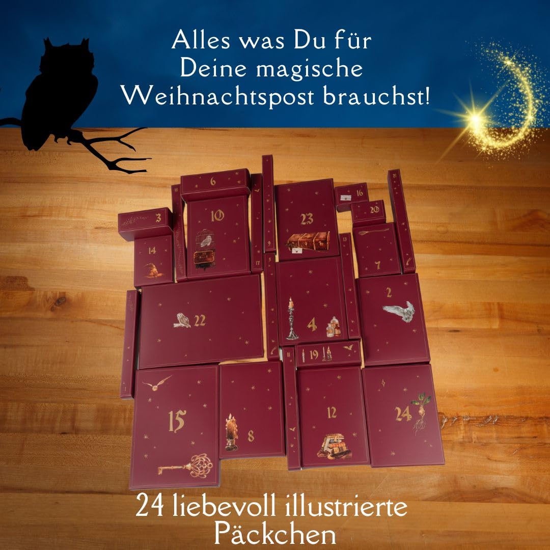 Adventskalender Zauberhafte Eulenpost: 24 Überraschungen für Papeterie-Lover: Box mit Magnetverschlu