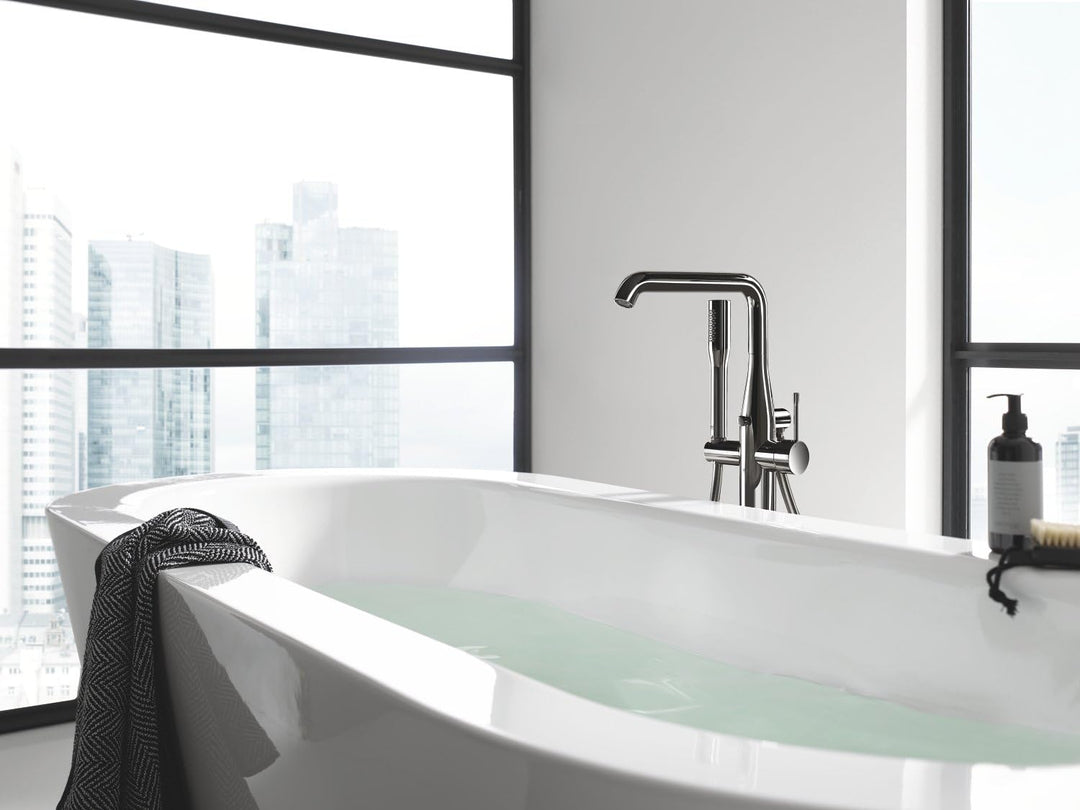 GROHE Essence | Wanne - Einhand-Wannenbatterie DN 15, Bodenmontage | hard graphite | 23491A01 Hard G