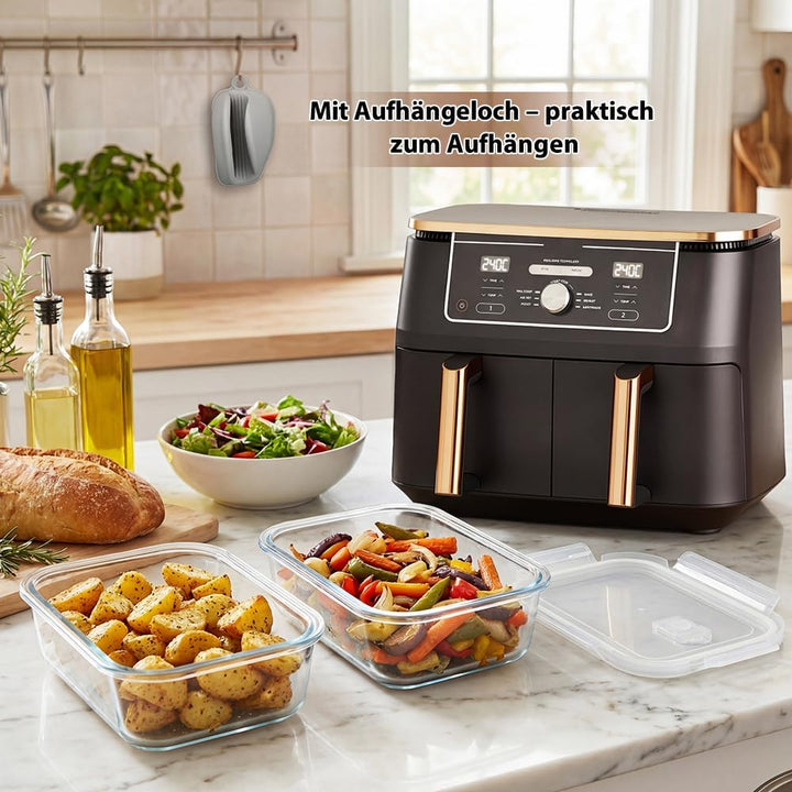 BYKITCHEN 2 Stück Airfryer Zubehör für Ninja AF400EU/SL400EU/Cosori Heissluftfritteuse 2 kammern, Gl