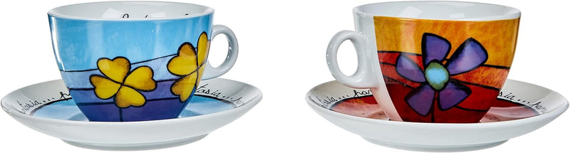 Egan PAF12/1S Cappuccino Tassen-Set, Porzellan, Rot/Hellblau, 2 Stück (1er Pack), 2