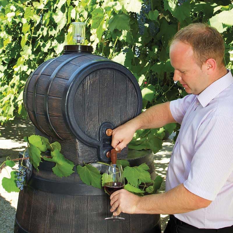 Yerd Barrik Deko Gärfass Mostfass Weinfass 10 Liter mit Prägung in Holzoptik Lebensmittelecht 1/2" A