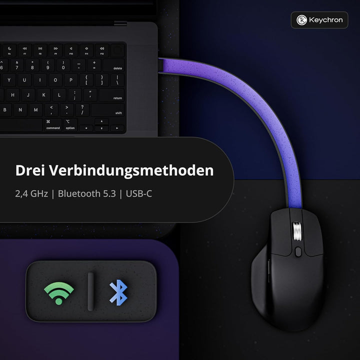 Keychron M6 8K Kabellose Gaming-Maus, 8000 Hz Abtastrate, 2,4 GHz & Bluetooth 5.3, PixArt 3950 Senso