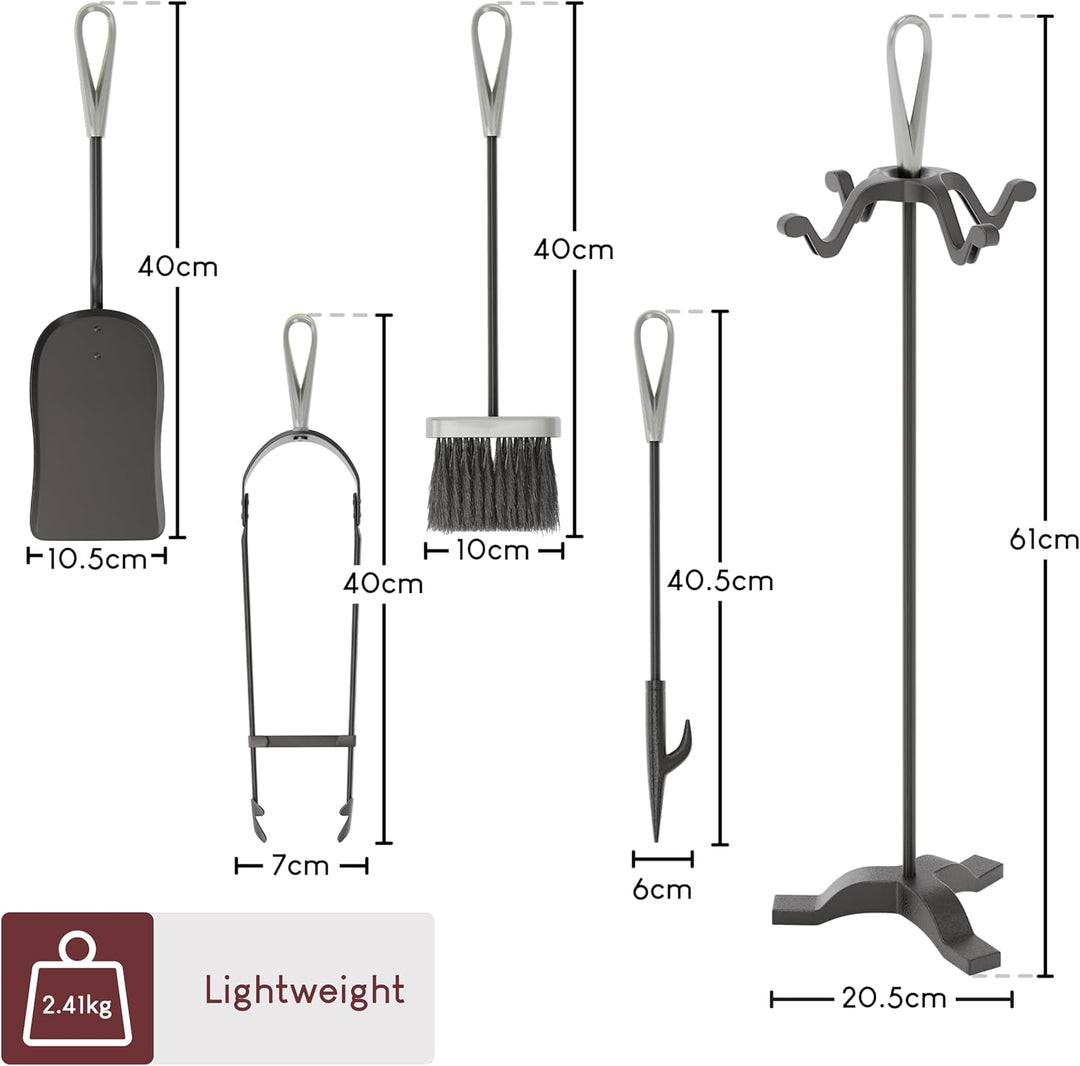 Fire Vida Buxton Begleiter Set, Metall, schwarz/Nickel, 5-teilig Black & Nickel, Black & Nickel
