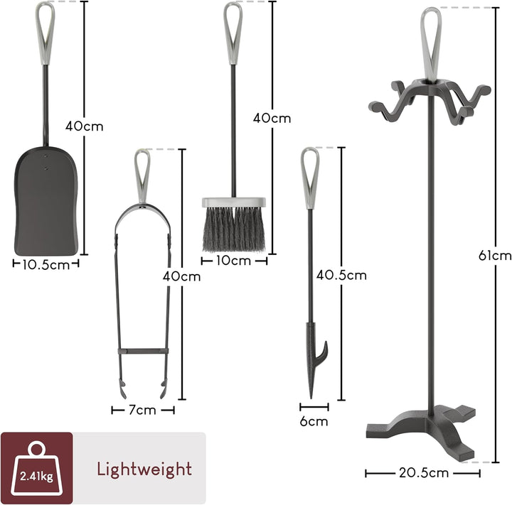 Fire Vida Buxton Begleiter Set, Metall, schwarz/Nickel, 5-teilig Black & Nickel, Black & Nickel