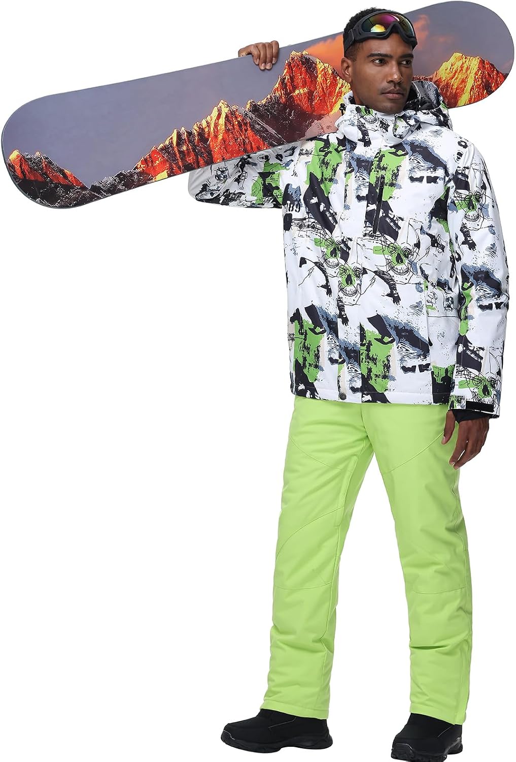 ALSOGO Herren Ski Jacke und Hosen Set Ski Anzug Winter Wasserdicht Winddicht Kapuze Schneemantel 2-S