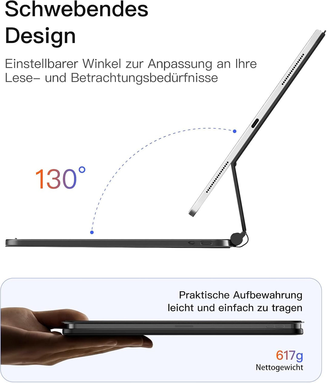 Inateck NeoMagic Magnetische Tastatur Hülle für iPad 10 Generation 10,9 Zoll,11 Generation 2025 A16