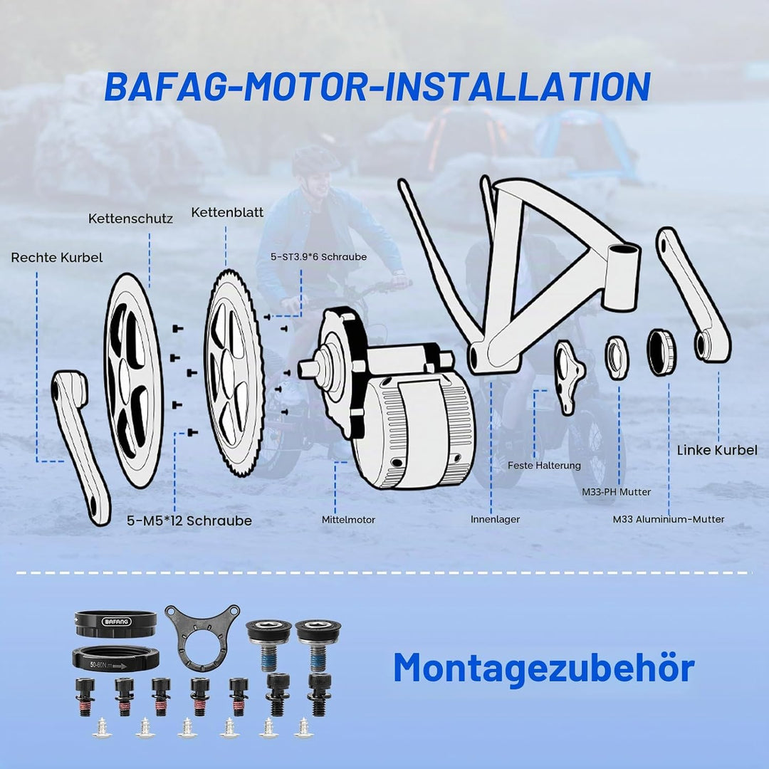 BAFANG Mittelmotor 36V/48V 250W/500W/750W/1000W UART/CAN Version, BBS01B BBS02B BBS HD G340 Motor Ki
