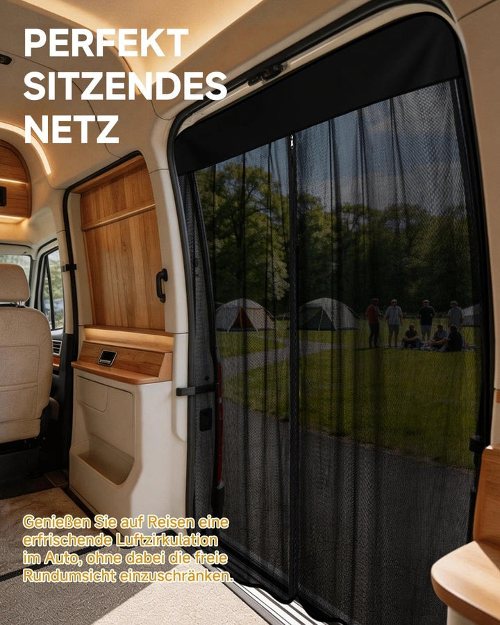 Sonnenschutznetz für Seitenfenster mit Reissverschluss & Magneten | Für Sonnen- und Blickschutz | Ko