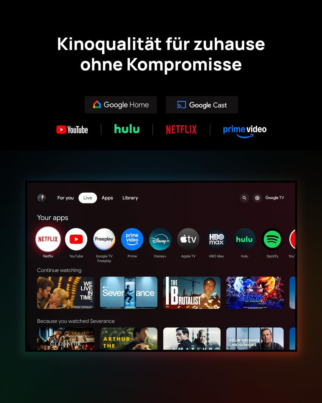 XGIMI Horizon 20 4K RGB Triple Laser Heimkino Beamer, 3200 ISO Lumen, Google TV mit lizenziertem Net