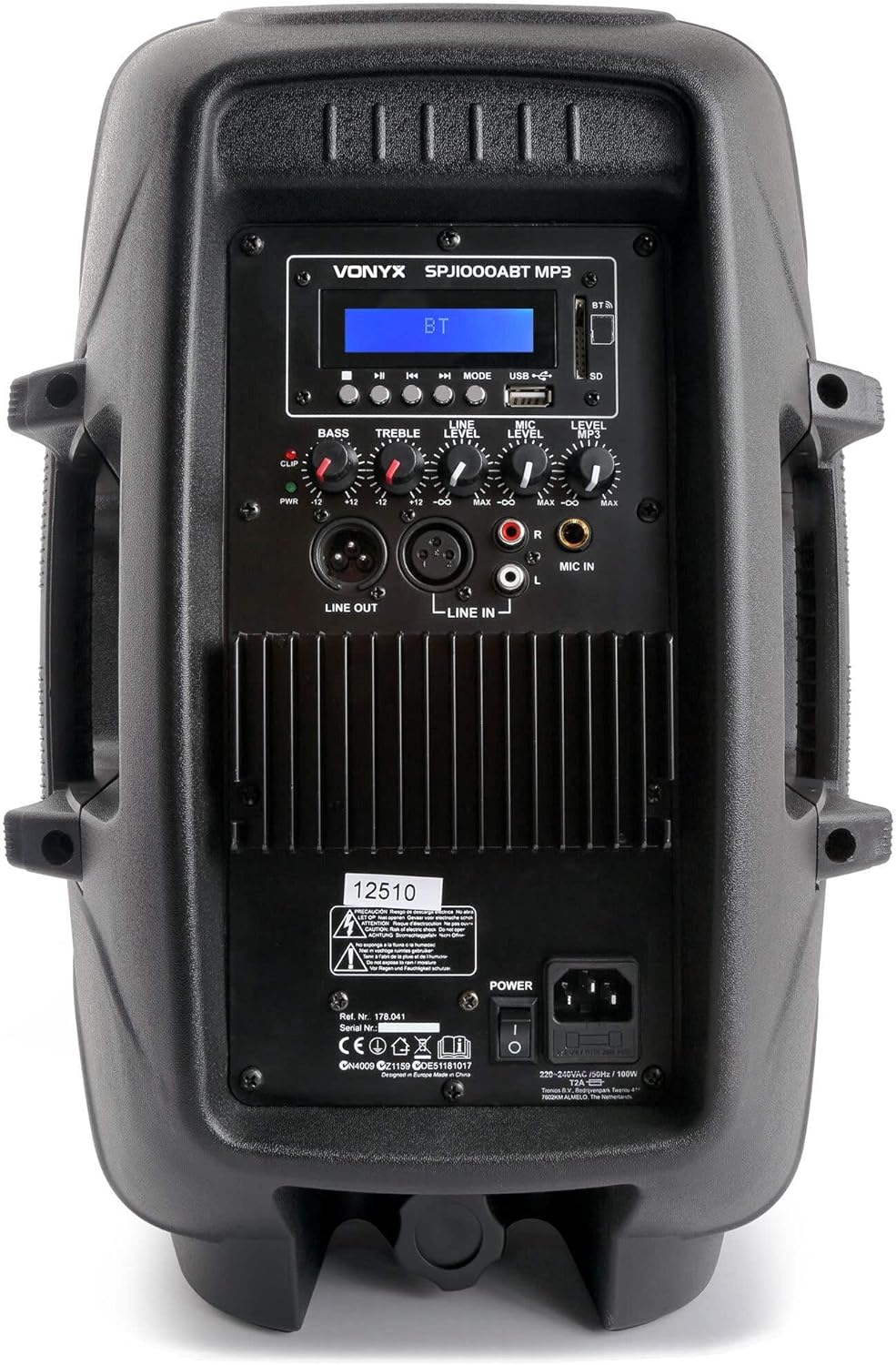 Vonyx SPJ-1000ABT Aktivlautsprecher 400 W mit 10-Zoll-Tieftöner, Bluetooth, MP3-Player und Fernbedie