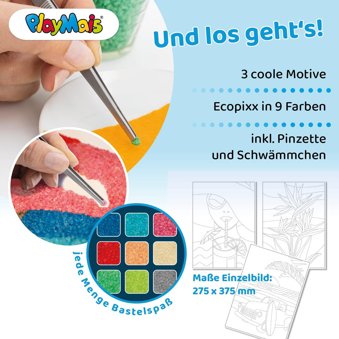 Playmais® Diamond Painting ECOPIXX PICTURE Good Vibes 275 x 375mm I Mosaik Bastelset aus Maisgriess
