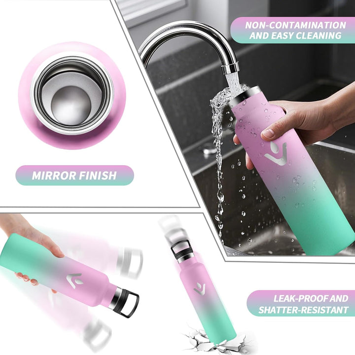 HoneyHolly Trinkflasche Edelstahl, 750 ML BPA-Frei, Thermosflasche, Auslaufsichere Isolierflasche Do