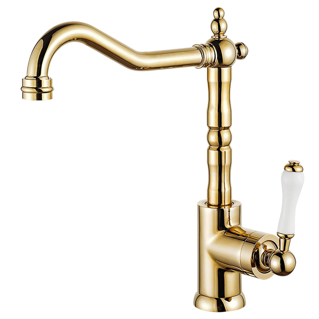 Antiker Küchenarmatur, Mischbatterie, Retro-Wasserhahn aus Messing, 360° Drehbar, Heiss- und Kaltmis