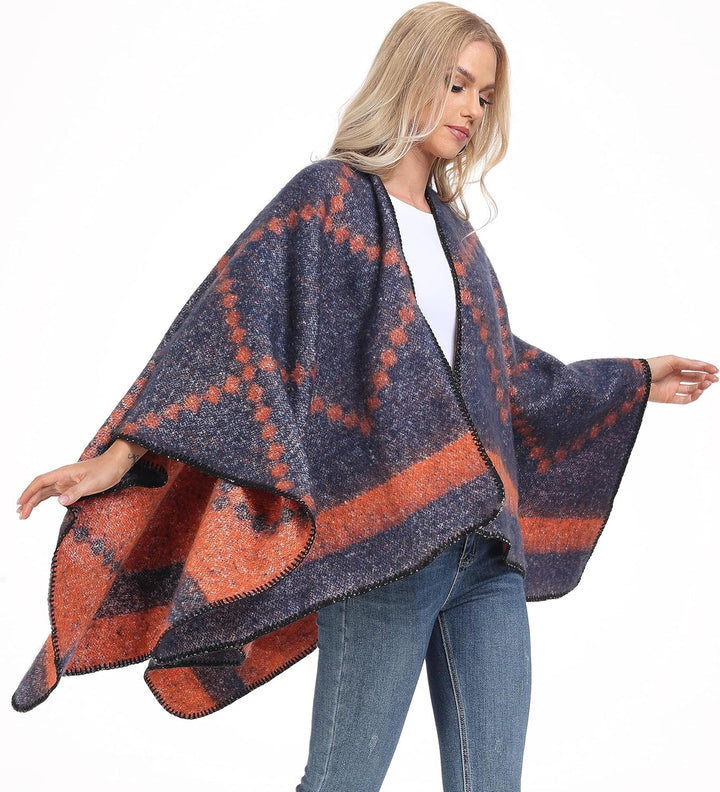 Shmily Girl Damen Poncho Winter Schal Decke Cape Elegant Warme Schultertuch Mantel Strickpullover Ei