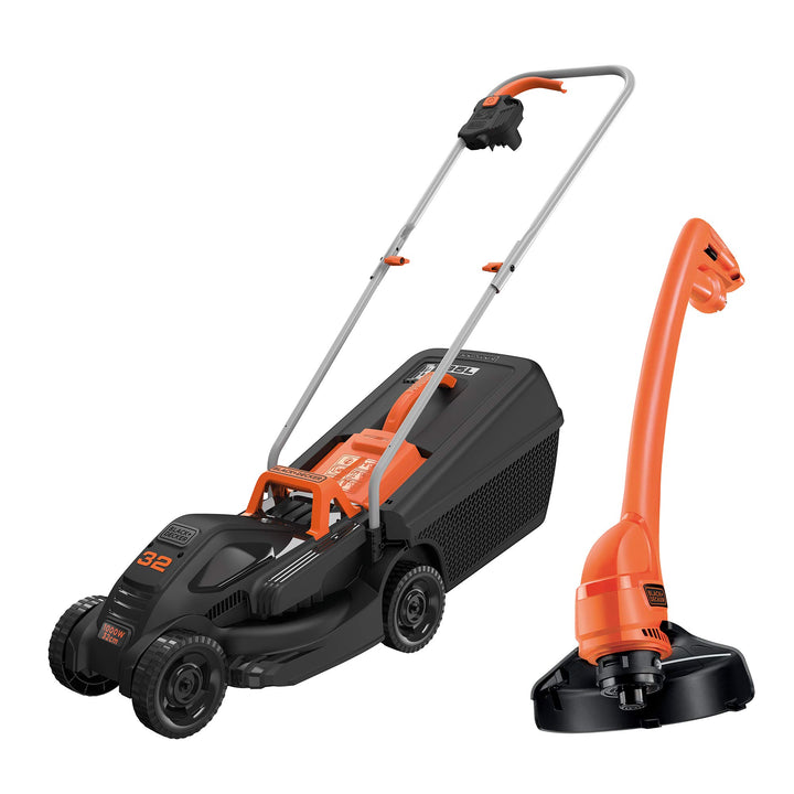 Black+Decker Elektro-Rasenmäher /-trimmer-Kit (1.000 W, 32cm Schnittbreite, 3-fach axial Schnitthöhe