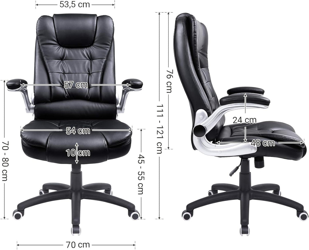 SONGMICS Racing Stuhl Bürostuhl Gaming Stuhl Chefsessel Drehstuhl PU, schwarz, OBG51B,