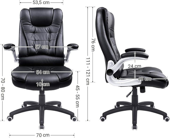 SONGMICS Racing Stuhl Bürostuhl Gaming Stuhl Chefsessel Drehstuhl PU, schwarz, OBG51B,