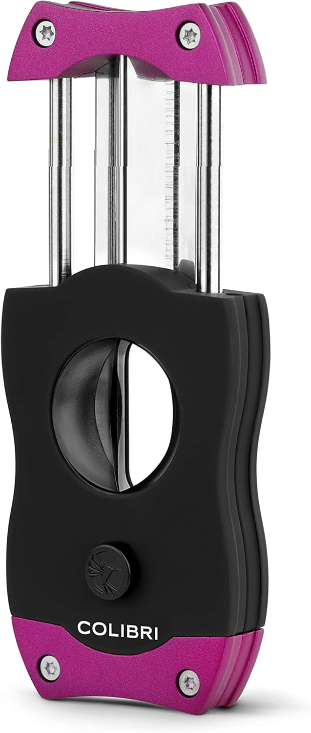 Colibri V-Cut Zigarrenschneider | Schwarz Mit Lilaakzenten |Federauslöser | Tiefer 7mm V-Schnitt | B