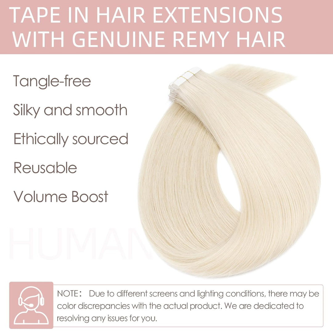 Silk-co Tape Extensions Echthaar 20stk, Remy Tape in Extensions Haarverlängerung, Skin Weft Echthaar