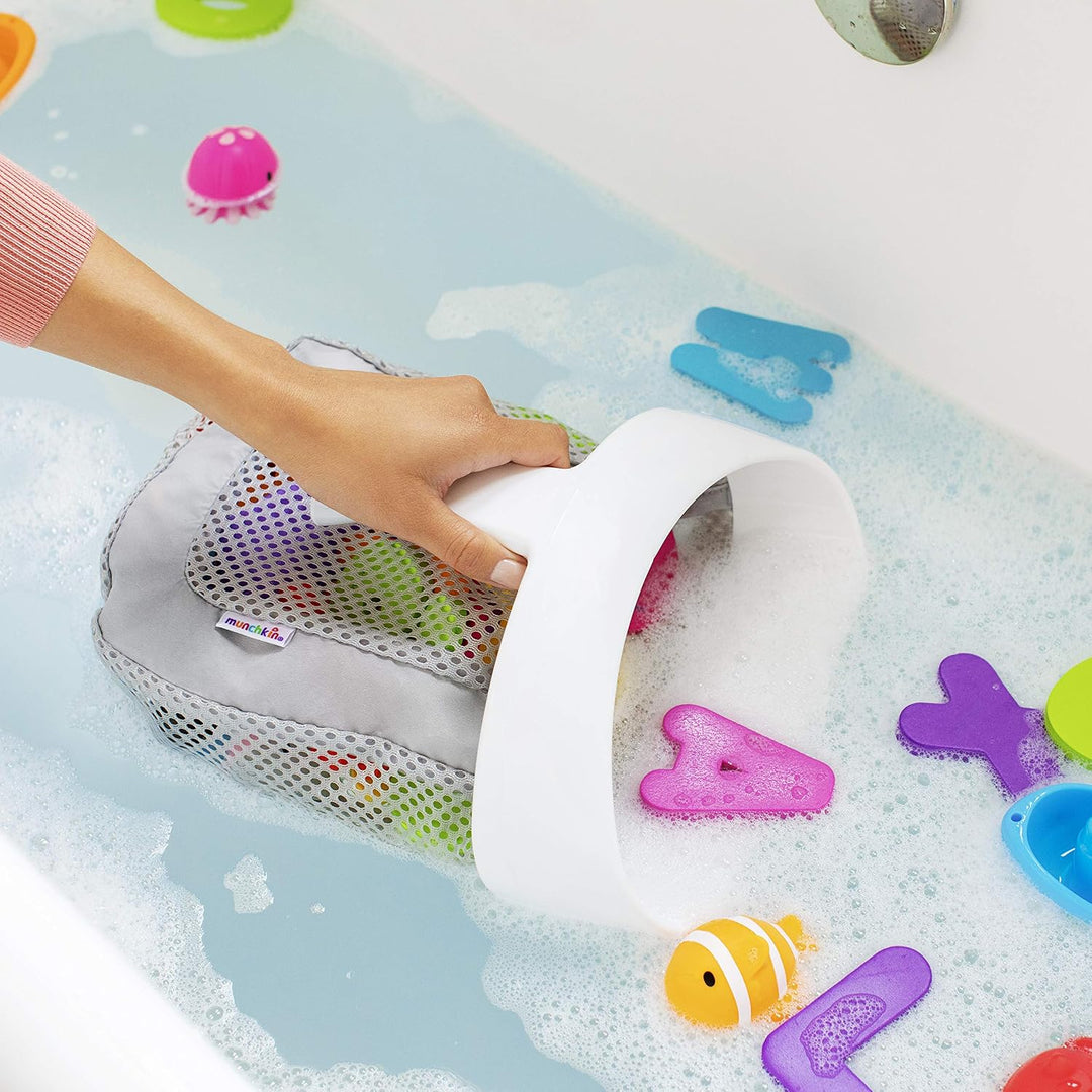 Munchkin Super Scoop Bath Toy Organiser, Grey,Medium (Pack of 1) &amp; Rotho Babydesign Kinderwaschbecke