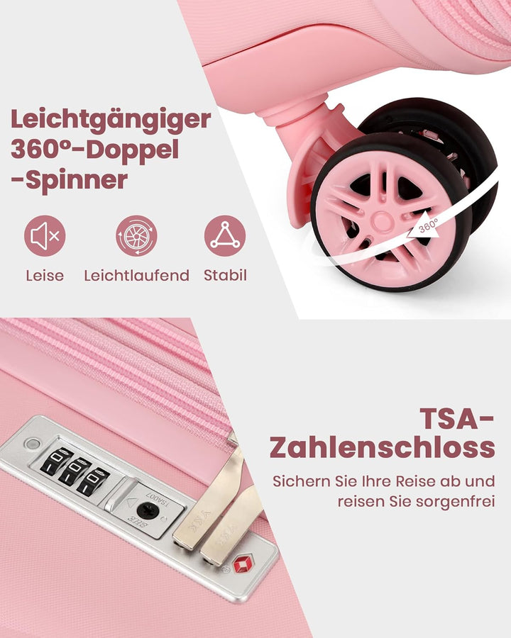 KONO Koffer Set 5-teilig Hartschalenkoffer ABS+PC, Handgepäck/Mittel/Gross Reisekoffer mit TSA Schlo