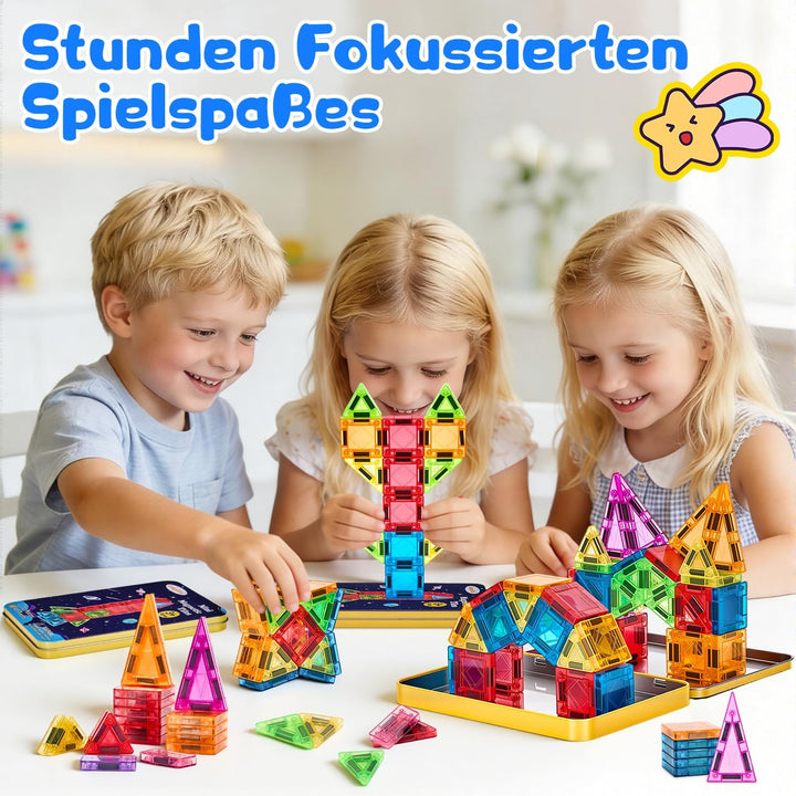 Mini Magnetische Bausteine Reiseset Spielzeug ab 3 4 5 6 7 Jahre: Tragbares 48 Teile Magnetische Til