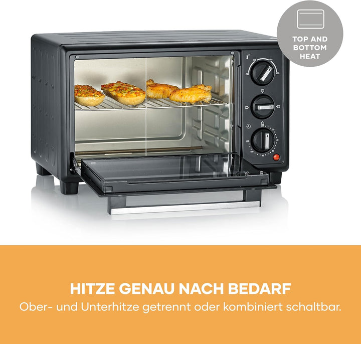 Severin Back- und Toastofen, Bake&Toast, 20L, bis 230°C, 120Min. Timer, Mini-Backofen, Ober- und Unt