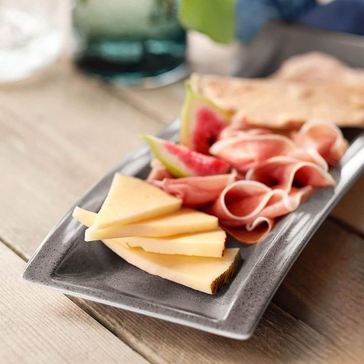Villeroy und Boch NewWave Stone Antipasti-Teller, 45 x 15 cm, Premium Porzellan, Grau Grau 42x15cm,