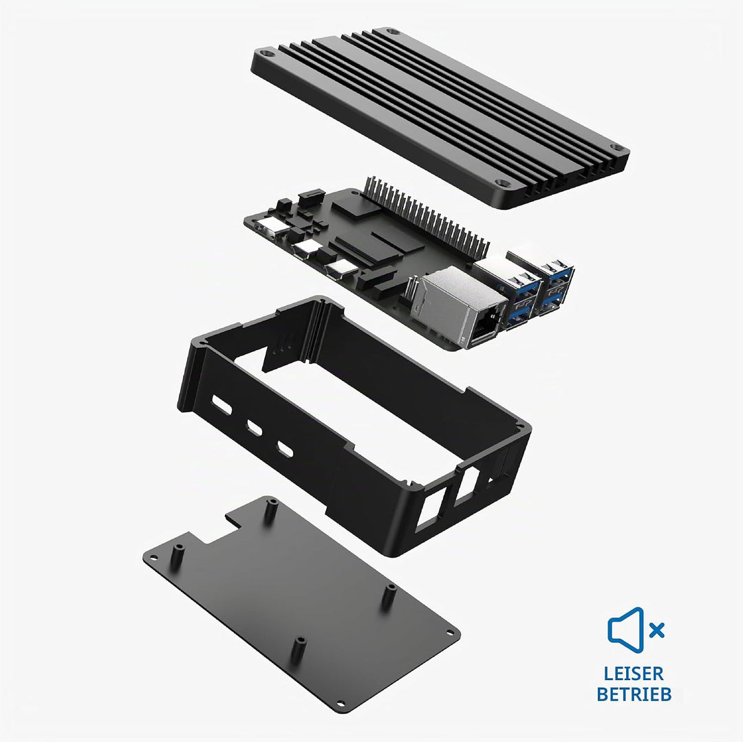 Akasa Pi-5 Pro, Aluminum Raspberry Pi 5 Case with Heatsink, Fanless Passive Cooling, Concealed Micro