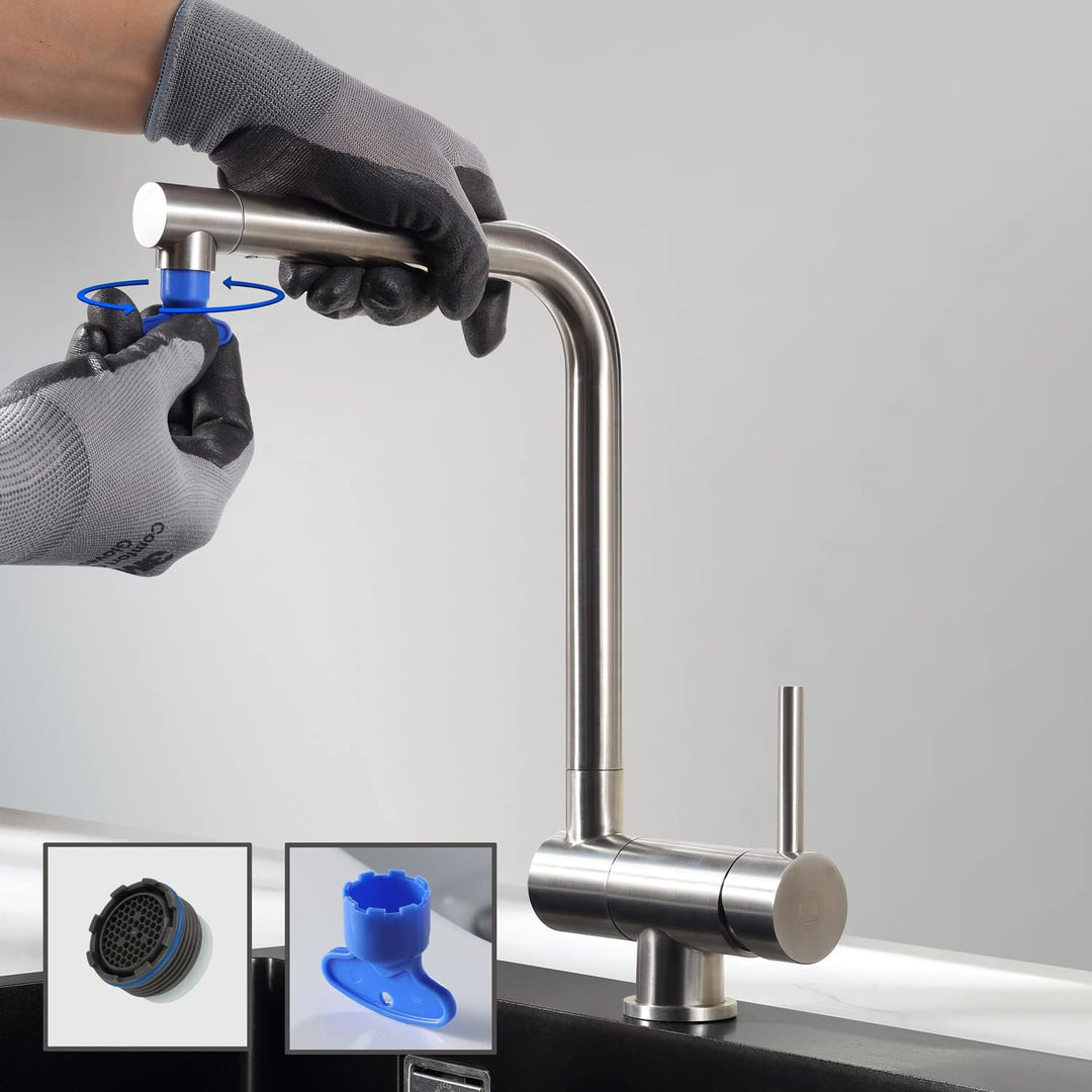 CECIPA Vorfenster Küchenarmatur Klappbar, Hochdruck Wasserhahn Küche, Flexible Mischbatterie Küche 3