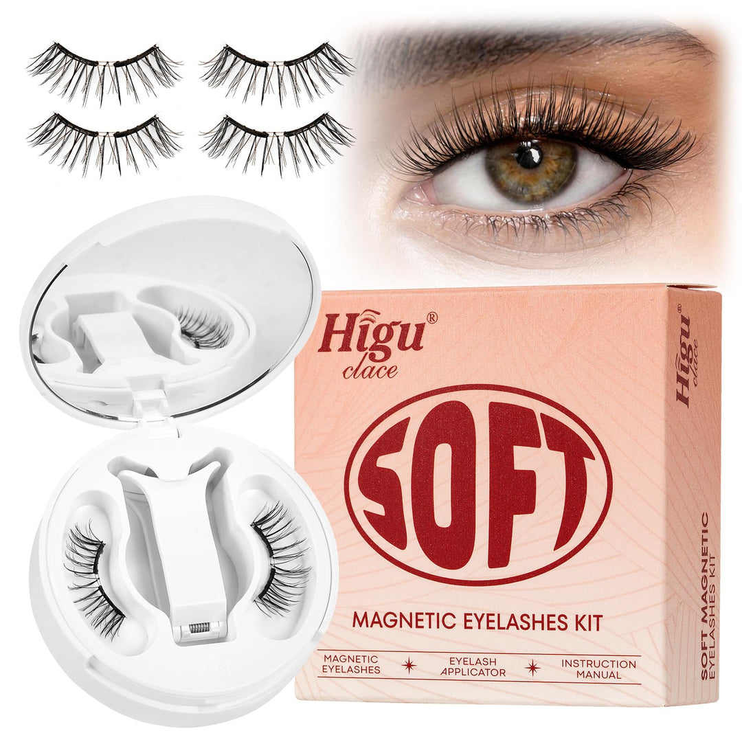 Higu clace Weiches Magnetische-Wimpern, Magnet-Wimpern Ohne Eyeliner | Magnetische Wimpern Natural L