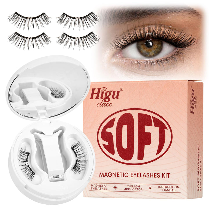 Higu clace Weiches Magnetische-Wimpern, Magnet-Wimpern Ohne Eyeliner | Magnetische Wimpern Natural L