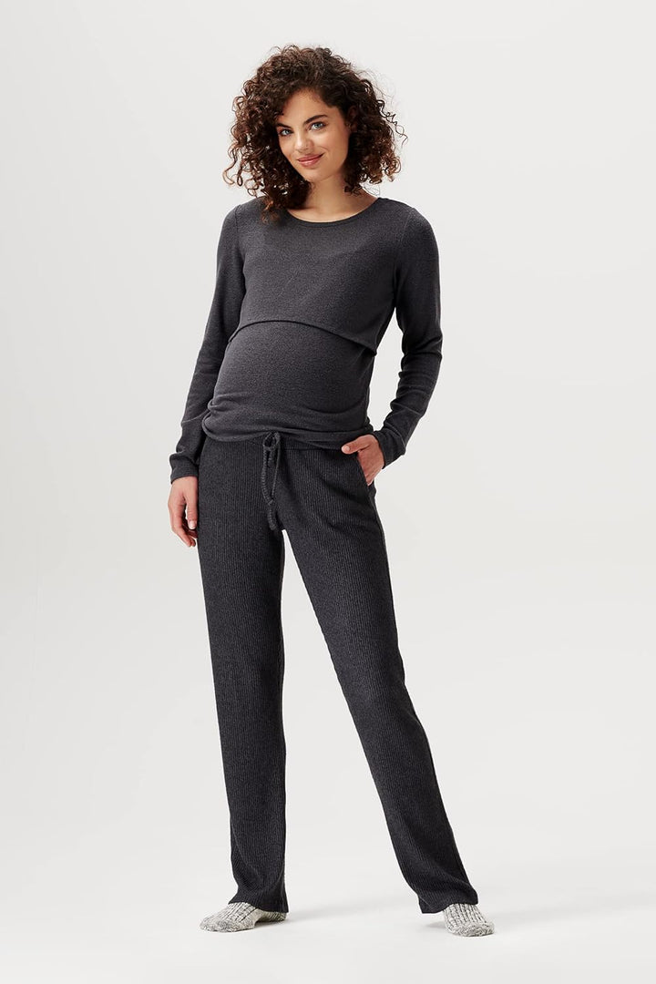 Noppies Damen Top Plano Nursing Long Sleeve T-Shirt, Grey Melange - P806