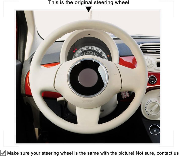 MEWANT Hand Nähen Schwarz Kunstleder Mikrofaser Leder Auto Lenkradhülle Lenkradbezug für F-iat 500 2