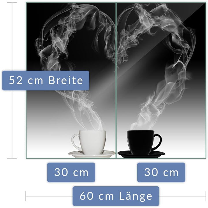 Herdabdeckplatte Abdeckung Ceranfeld Abdeckplatte Schneidebrett 2-Teilig 60x52 Herz Kaffee Schwarz S