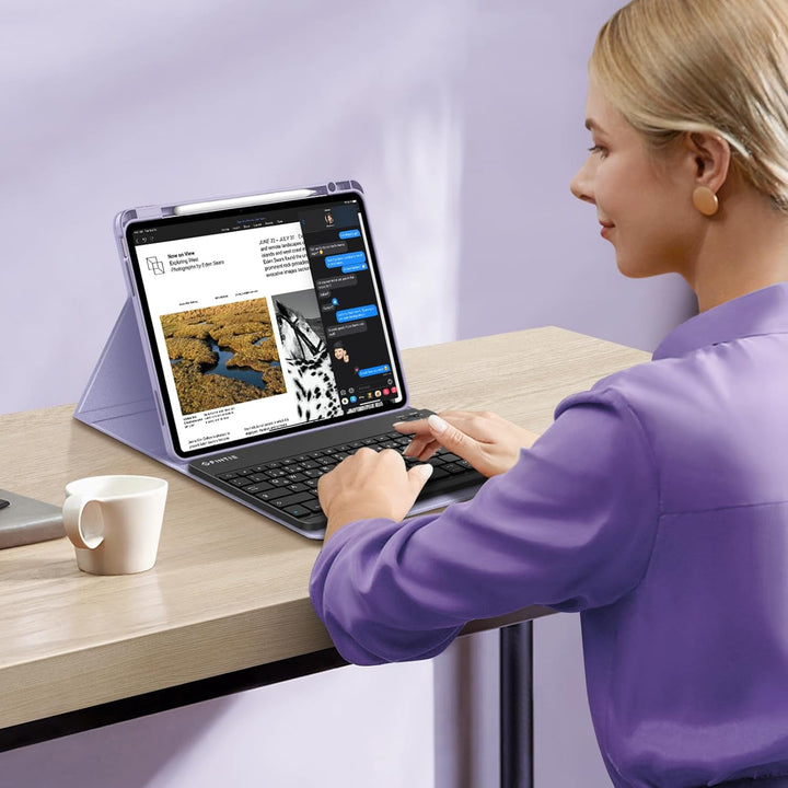 FINTIE Hülle mit Tastatur für iPad Air 13 Zoll M4/M3/M2 (2026/2025/2024), Soft TPU Rückseite Gehäuse