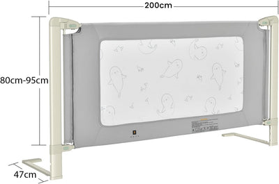 COSTWAY 150/180/200 cm Bettgitter höhenverstellbar, Bettschutzgitter mit Verbindungszubehör, Babybet