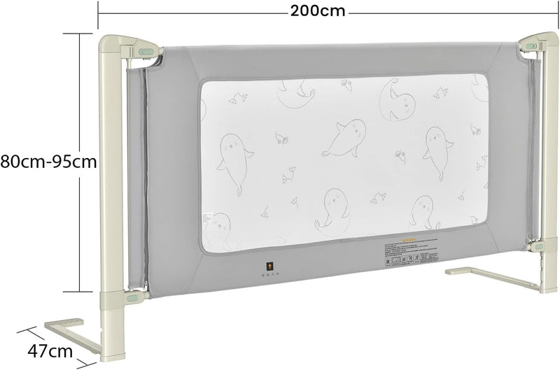 COSTWAY 150/180/200 cm Bettgitter höhenverstellbar, Bettschutzgitter mit Verbindungszubehör, Babybet