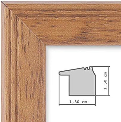 PHOTOLINI Bilderrahmen 20x20 cm Holz Eiche-Optik Landhaus-Stil, 5er Set Holz-Rahmen, Made in Germany